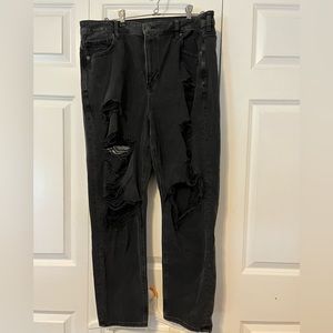 American Eagle Black Ripped Jeans w/ Stretch Waistband 16